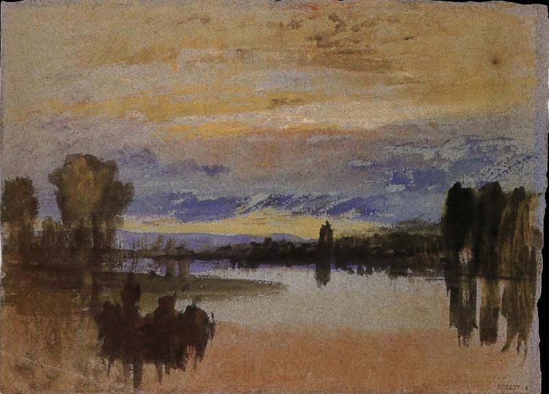 Joseph Mallord William Turner Sunset near the lake France oil painting art